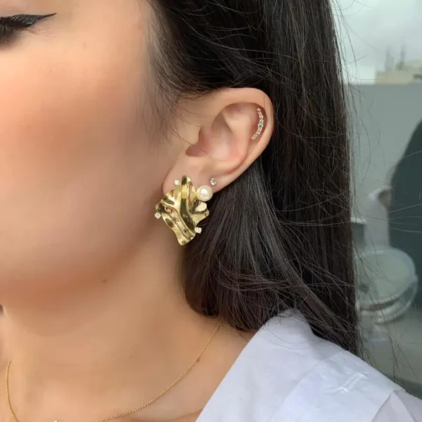 Square Earring with Pearl